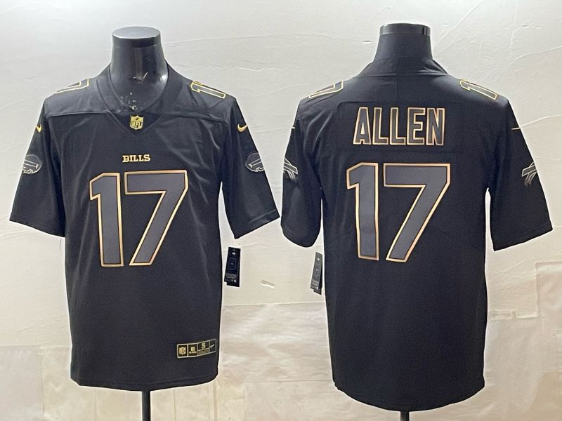 Men 2025 Buffalo Bills #17 Allen black gold  Nike Limited NFL Jersey 08